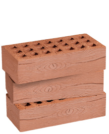 Кирпич лицевой пустотелый одинарный «Кора дуба» 1НФ терракотовый